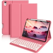 Kenke Keyboard Case for iPad Air 11-inch M3/M2 (2025/2024), iPad Air 5th/4th Generation (2022/2020) - with Pencil Holder,7 Colors Backlit Keyboard,Wireless Detachable Keyboard Cover,(Pink Red)